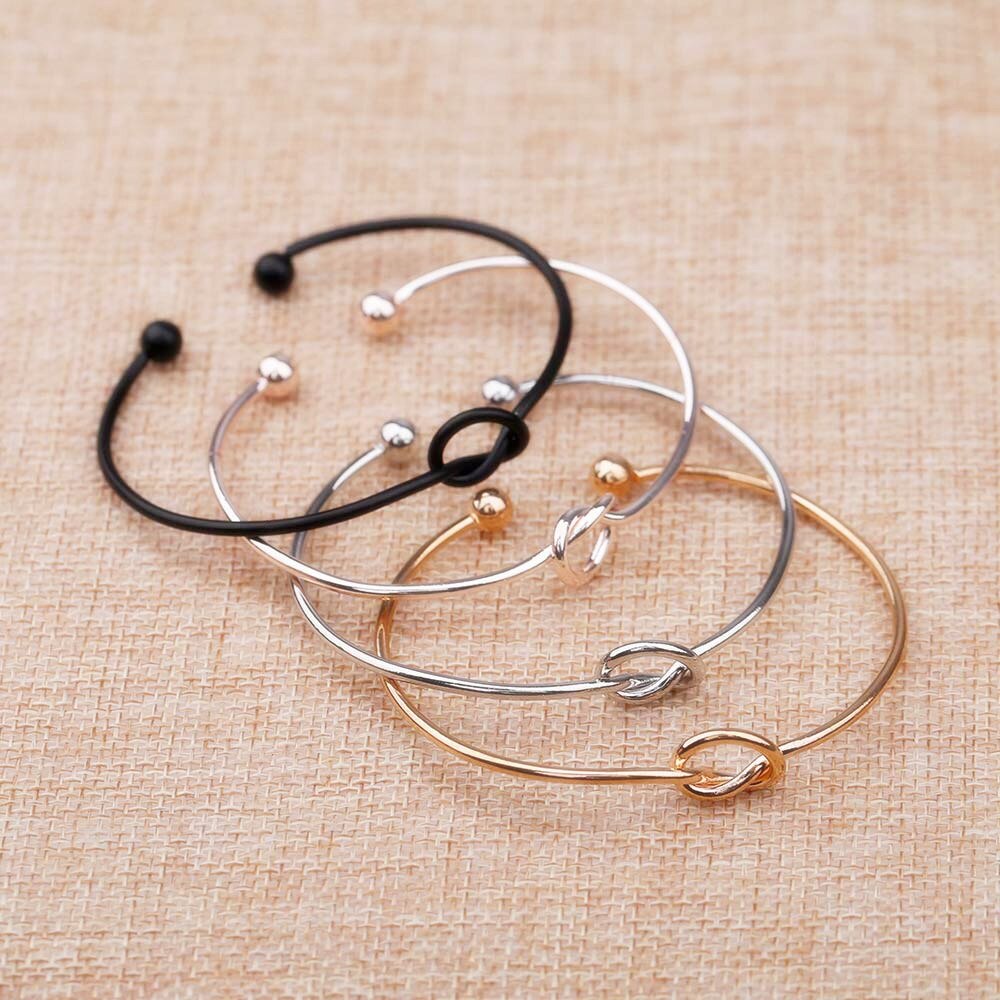 2 stks/set Vintage twist Manchet Open Armband Bangles voor Vrouwen Eenvoudige Gouden Kleur Pijl Geknoopt Charms Armband Sieraden Vrouwelijke