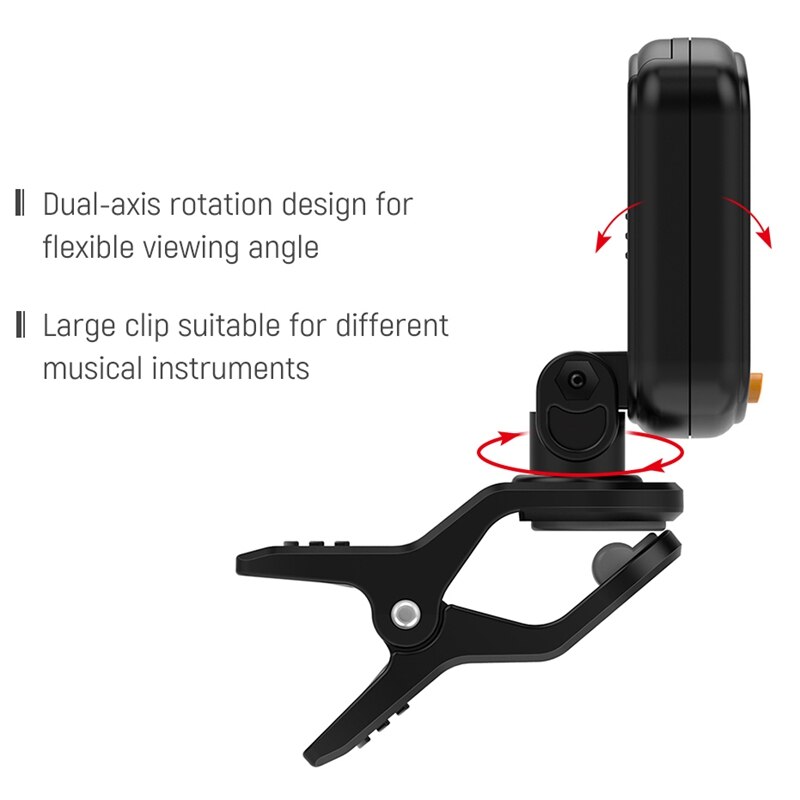 Aroma At-01A Guitar Tuner Rotatable Clip-On Tuner Lcd Display For Chromatic Acoustic Guitar Bass Ukulele