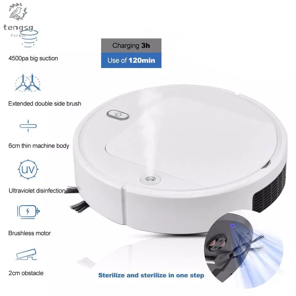 Automatic Sweeping Robot Spray Disinfection Ultraviolet Lazy Cleaning Machine Charging Household Smart Vacuum Cleaner