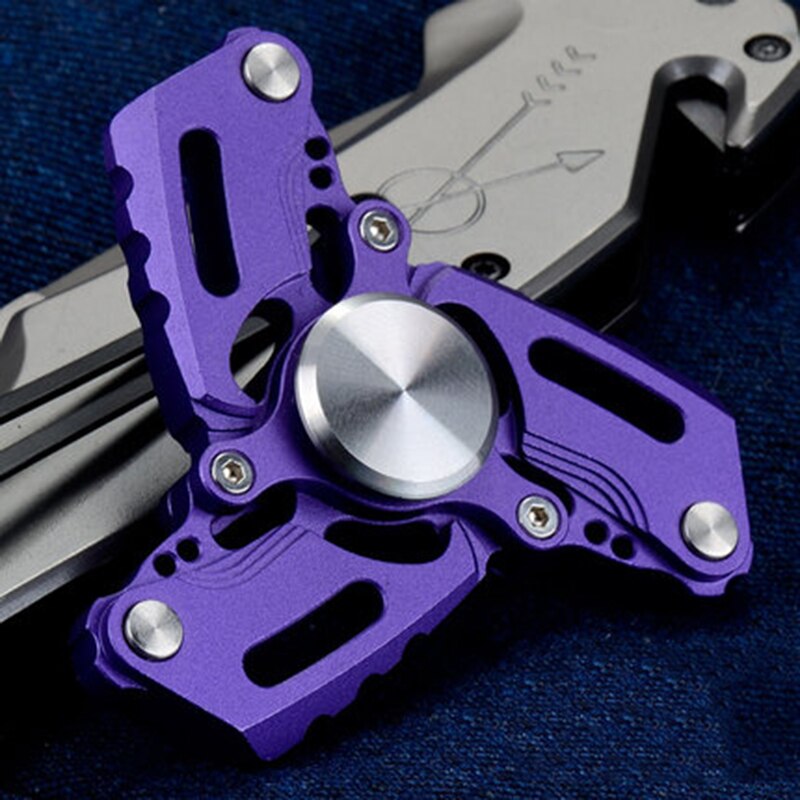 Färgglad regnbåge metall tri hand fidget spinner med höghastighetslager för autism rotation anti stress leksaker för vuxna barn: Lila