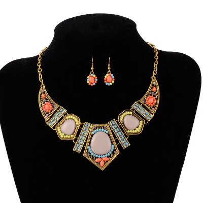 Bohemian Jewelry Sets For Women Triangle Necklaces & Pendants African Beads Jewelry Set Party Necklace Earrings Set: Default Title