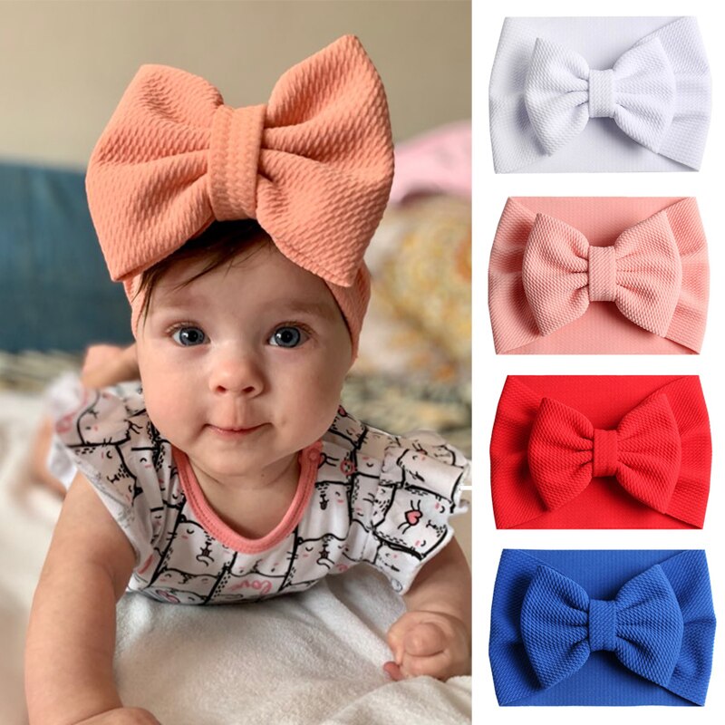 groß Bowknot Baby Mädchen Stirnband Einfarbig Elastische Stirnbänder Haar Bands Für Mädchen freundlicher freundlicher Turban Baby Haar Zubehör