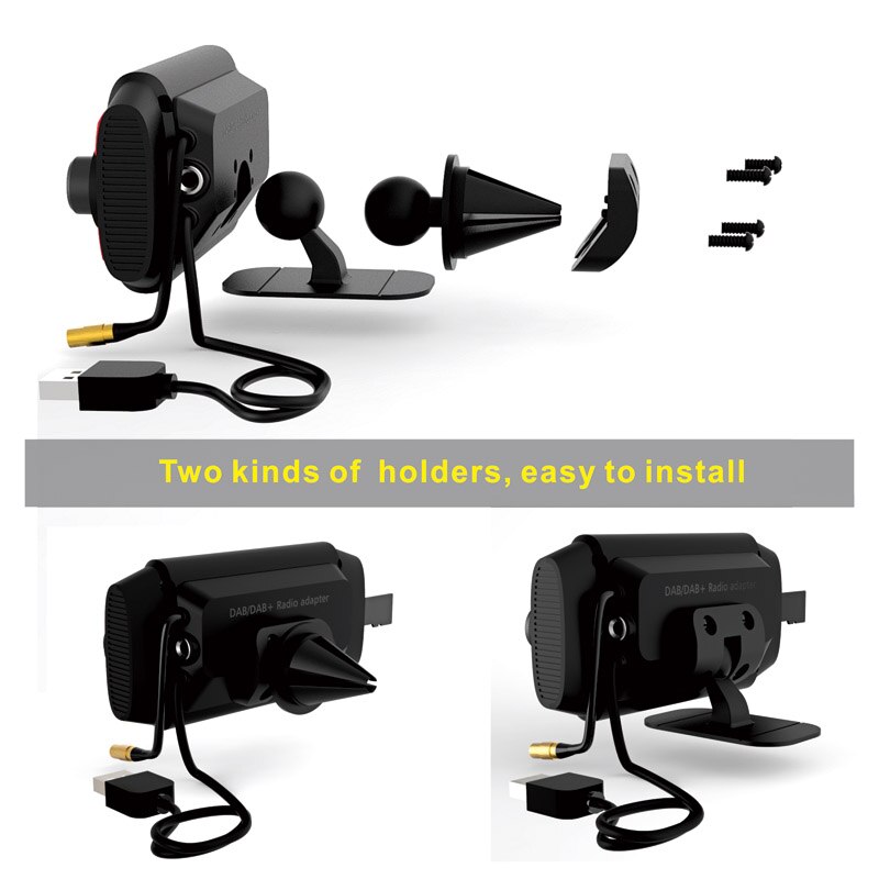 JaJaBor-receptor de Radio DAB para coche, Adaptador de Audio, transmisor FM, Bluetooth, manos libres, soporte de reproducción de tarjeta TF, reproductor MP3 estéreo AUX