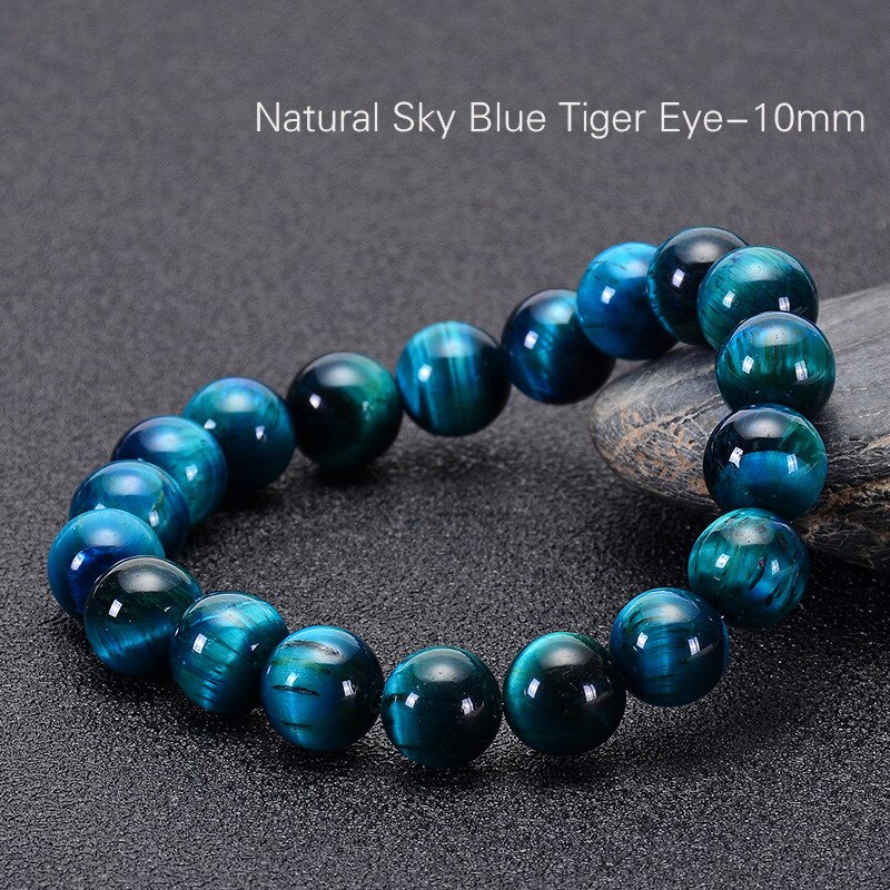 Minimalistische 6 Mm 8 Mm 10 Mm Lake Blue Tijger Ogen Kralen Armband Mannen Natuursteen Braslet Voor Man Handgemaakte casual Sieraden Pulseras: 10mm / 21cm