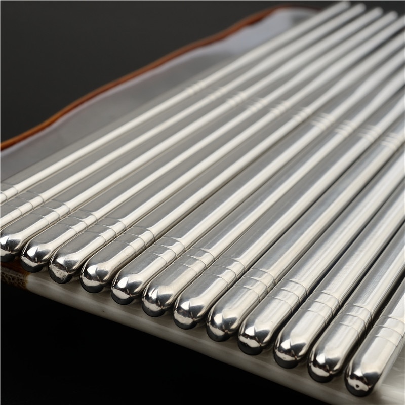 5 Pairs Stainless Steel Chopsticks Healthy Light Weight Polishing Square Chopsticks Easy To Use Easy To Clean