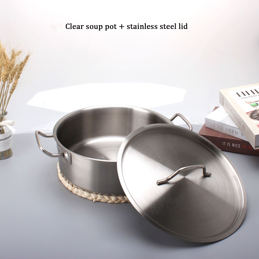 304 Stainless Steel Pot Thickened Mandarin Duck Pot Large Capacity Soup Pot With Spoon Special For Induction Cooker Pan: Soup pot With lid / Outer diameter 30cm