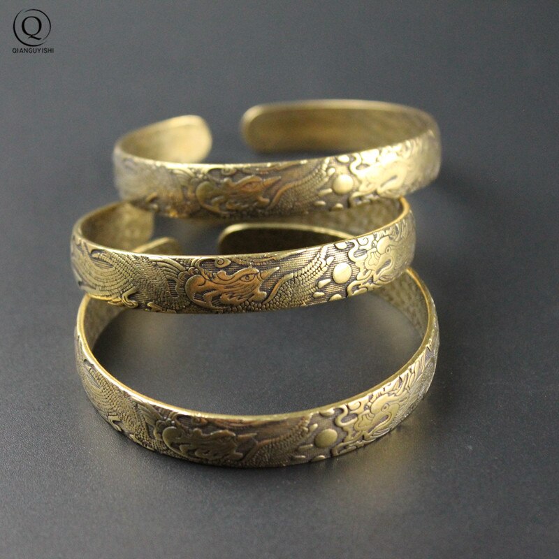 Retro ottone drago fenice modello principessa braccialetto classico rame puro braccialetto aperto antico braccialetto da donna regali di san valentino