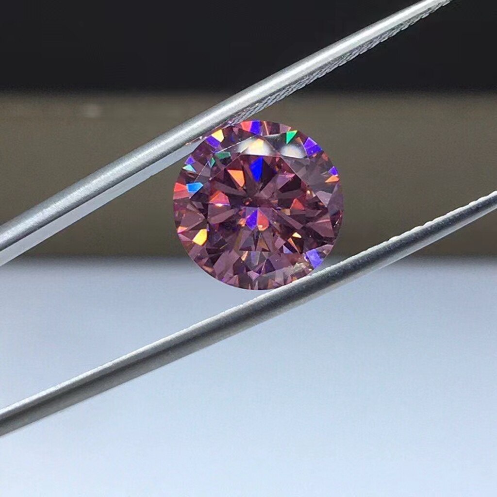 Lila mossan, 1 karat, farbe d, 6.5 mm runde, brillant geschliffene, verlieren mossan-diamanten, vvs 1, exzellente schliffqualität, labortest positiv.