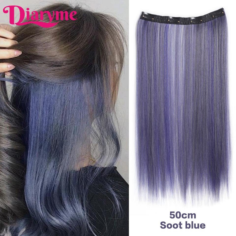 4 clipes longo em linha reta clipe sintético em extensões de cabelo destaque colorido pedaço de cabelo clip-on peruca de cabelo pendurado tintura de orelha: FS1B/99J