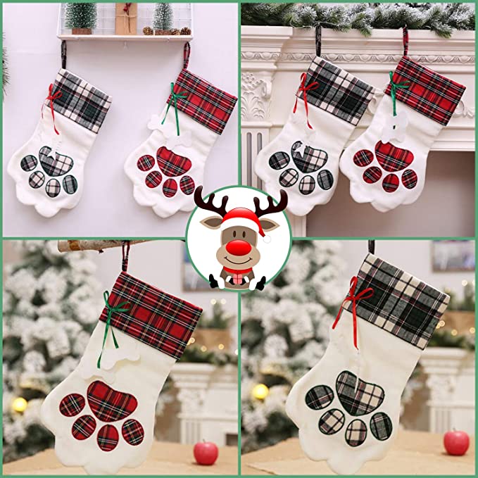 Hond Kerst Kous Xmas Tree Opknoping Decoraties Set Met Poot Santa 'S Speelgoed Kousen Poot Ornamenten Aandenken Kous