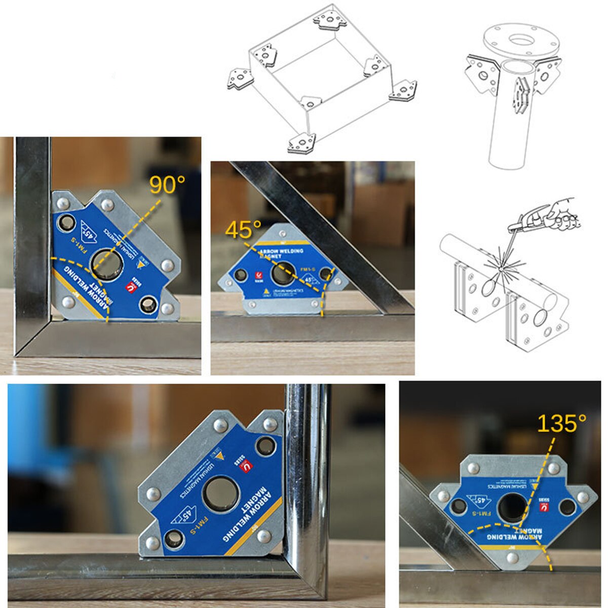 4pcs/set 28LBS Magnetic Welding Holders Multi-angle Solder Arrow Magnet Weld Fixer Positioner Auxiliary Locator Tools