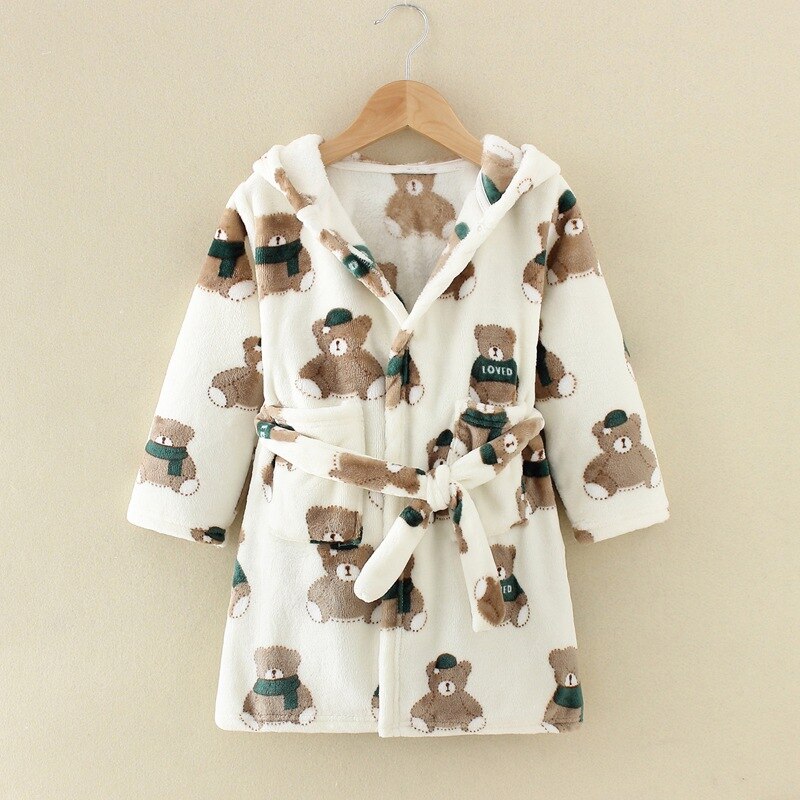 Kinderen Badjassen Flanel Winter Kinderen Nachtkleding Badjas Baby Pijamas Nachtjapon Voor Jongens Meisjes Pyjama 10-2 Jaar Baby kleding: Bear