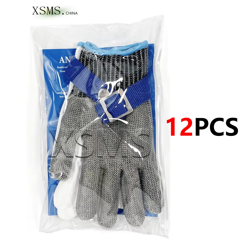 Schnittschutzhandschuhe, sicher, schnittfest, stichfest, Edelstahldraht, Metallgeflecht, Metzger, schützt Fleisch, schnittfeste Handschuhe ANSIA5: Lila / XXL