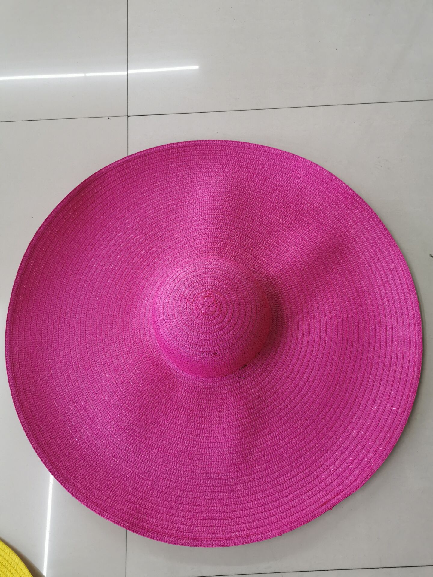 Summer Oversize Beach Hats For Women 25CM Brim Large Straw Hat Sun Protection Party Travel Hat: hot pink