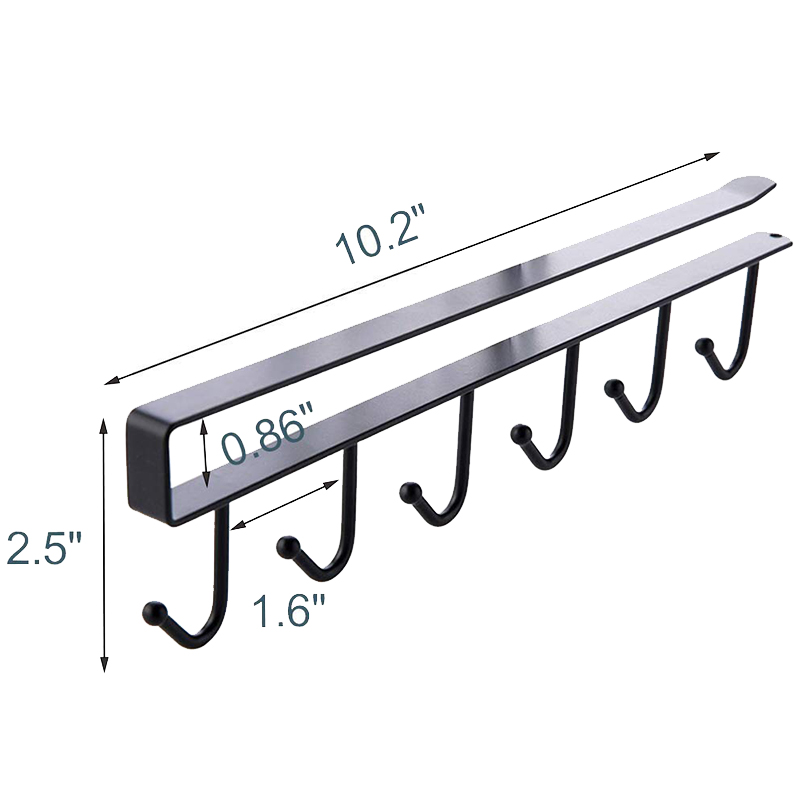 Multifunctionele 3 stuks  x 6 haken mokhouder onder kast koffiekopje hanger voor keuken, kledingkast en elke dikte  of 0.8 inch of