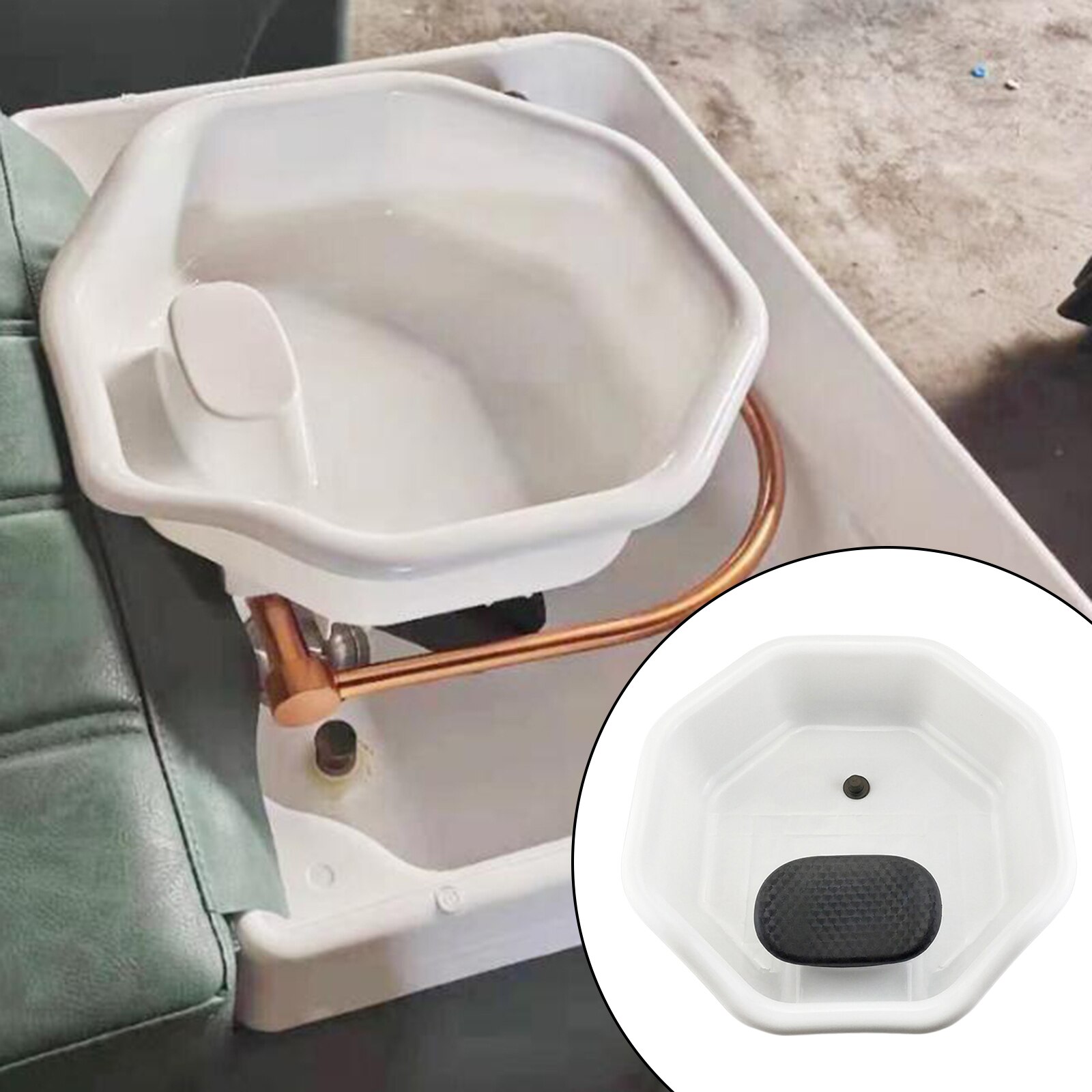 Lavabo de champú para el cuidado de los pacientes, lavado de pelo con respaldo, Bandeja de lavado de pelo en la cama, portátil, bandeja con Bol: White with pillow