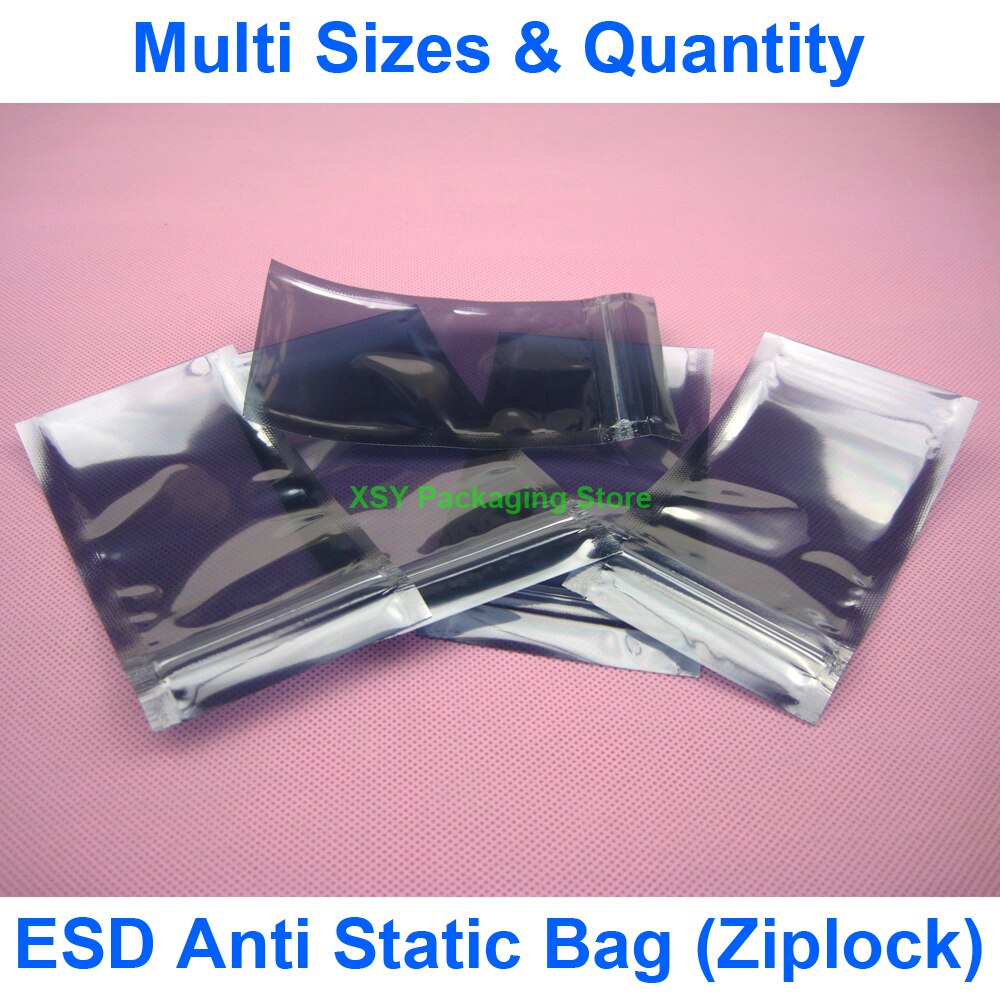 Multi Sizes ESD Anti Static Shielding Zipper Bags (Width 1.5" - 2.8") x (Length 2.8" - 4") eq. (40 to 70mm) x (70 to 100mm)