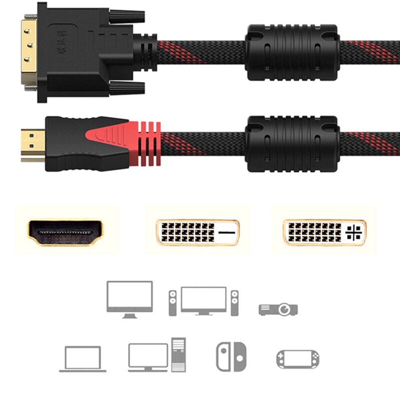 1m/1.5m/2m/3m/5m/10m hdmi naar dvi dvi-d-kabel 24+1- pins adapterkabels 1080p voor lcd dvd hdtv voor  ps3 hogesnelheids hdmi-kabels