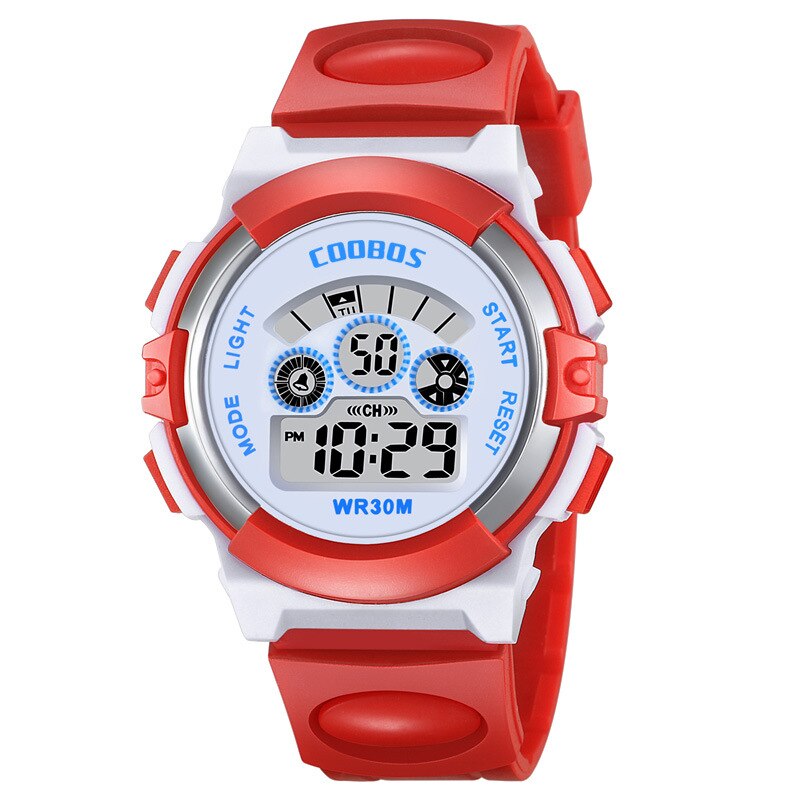 Kids Horloge Kinderen Meisje Analoge Digitale Sport Horloge Led Elektronische Waterdichte Polshorloge Siliconen Band Kid Horloges Cadeau Relogio: Rood
