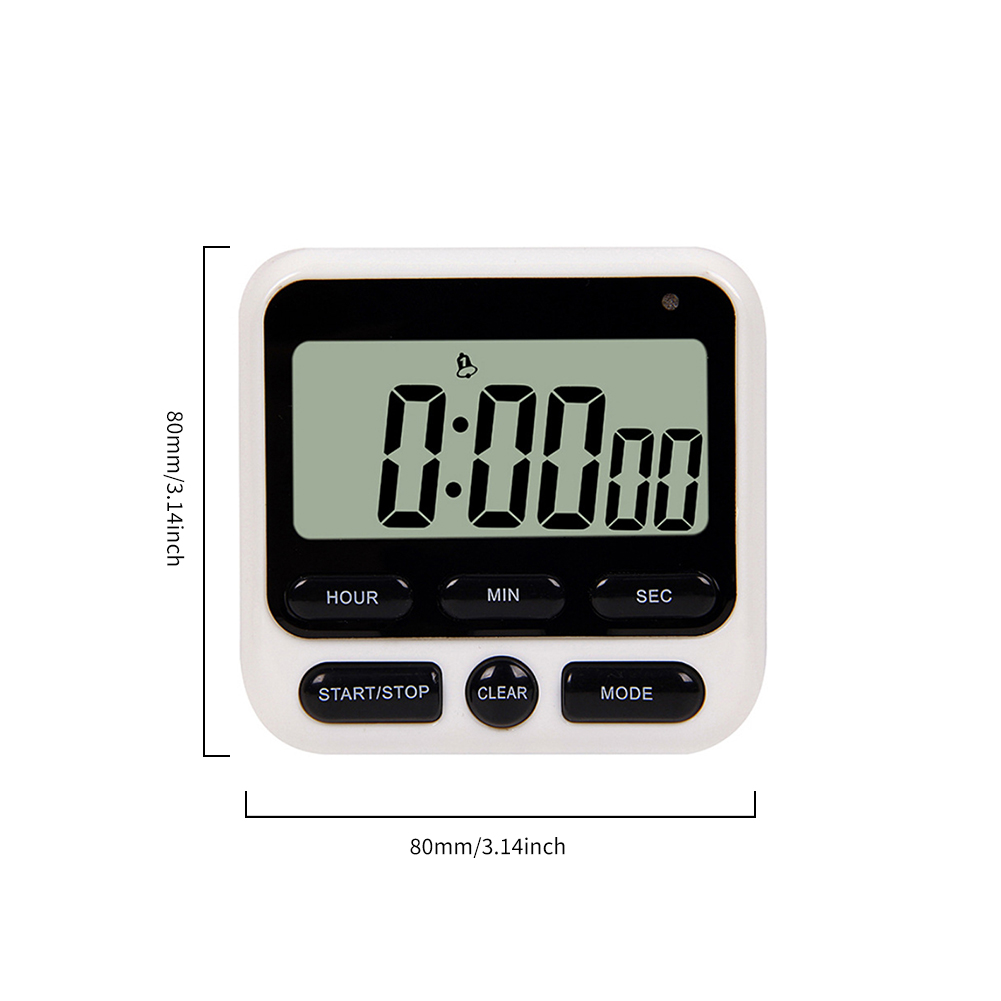Lcd digital skærm køkken timer stort display digital timer firkantet madlavning optælling nedtælling vækkeur søvn stopur ur