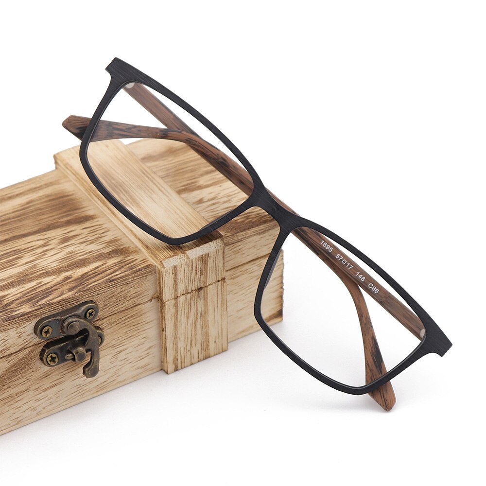 HDCRAFTER Wooden Prescription Frame Glasses for Men Optical Myopia Eye Glasses Frame Clear Full Frame Eyeglasses Spectacles