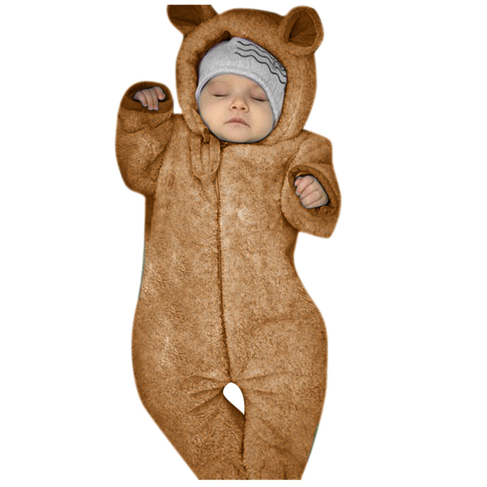 Pasgeboren Baby Jongens Meisjes Kleding Katoen Kinderen Romper Lange Mouw Winter En Herfst Uitloper Kleding Детская Одежда Warm: Bruin / 80
