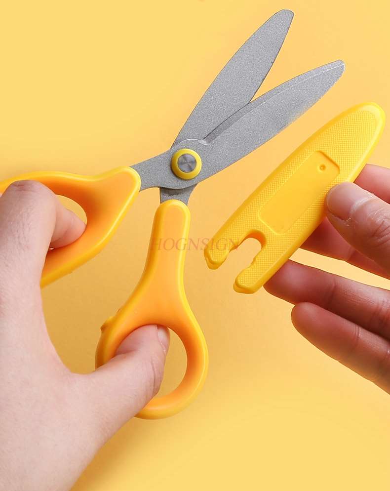 Kind Veiligheid Schaar Met Beschermhoes Handmatige Papier-cut Ronde Hoofd Huishoudelijke Art Draagbare Draagbare Papier Cutter
