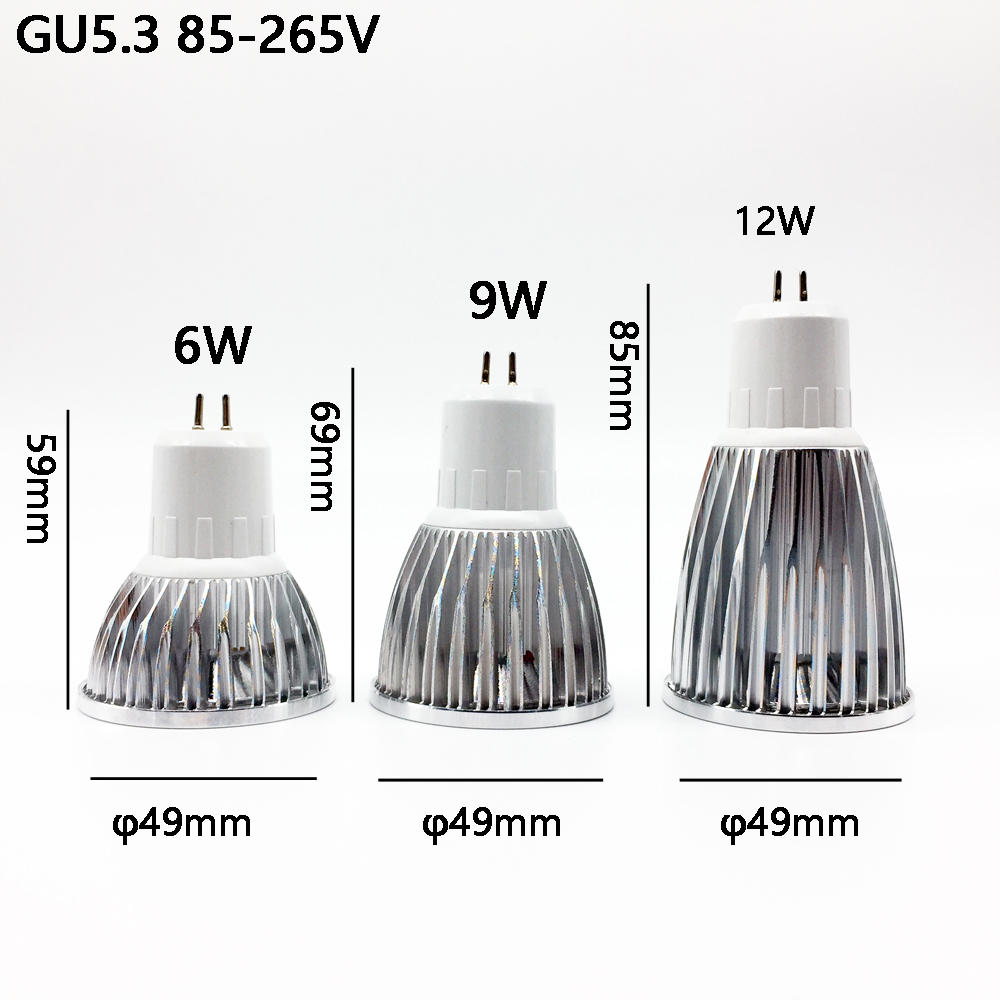 Foco Led Cob GU5.3 Led MR16 de alta potencia MR 6 12V GU 5,3 220V regulable lámpara de bombilla blanca fría cálida COB 6w 9w 12w Lampada