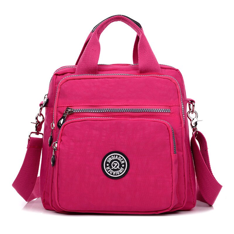 Tas Vrouwen Stijl Waterdichte Nylon Tas Crossbody Tas Mode Mama Schouder Multi-Functionele Rugzak: Rose Red