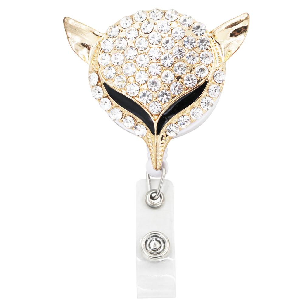 Animal Retractable Badge Holder with Alligator Clip Retractable Cord ID Badge Reel Fox Dress Girl Horse Style: K57