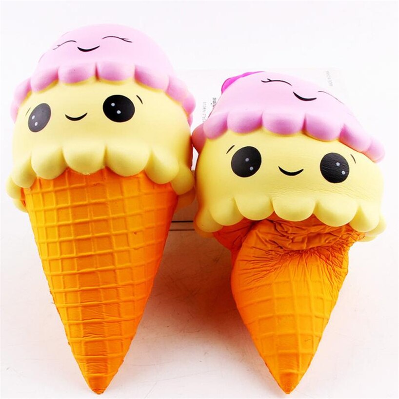 Jumbo 22CM Cartoon Double Smiley Face Ice Cream Squishy Slow Rising Sweet scented Charms Food rebound Bread Kid Toys RE2