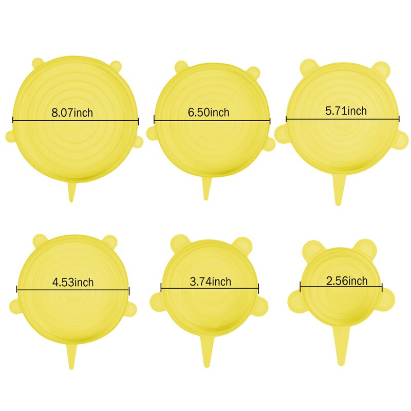 6 stuks siliconen rekdeksels universele deksel siliconen kom pot deksel siliconen deksel pan koken voedsel vers deksel magnetron deksel