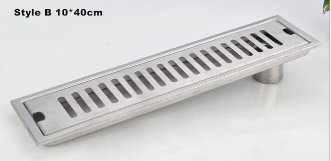 10x40cm Large Modern Brass Grille shape Bathroom Floor Waste Grate Shower Drain Drainer Bathroom Sanitary Floor Drain 58089: Black