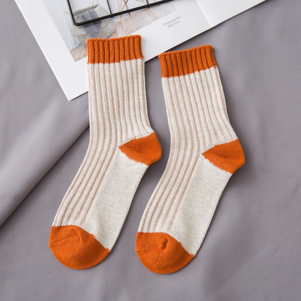 Kvinnor tubstrumpor bomull tjock nål stava färg höst och vinter strumpor kvinnlig koreansk japansk stil 185: 02