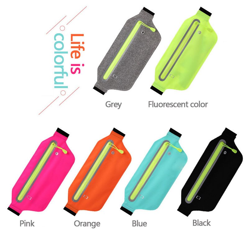 Ultra schlank Sport Taille miserabel Gürtel Tasche Laufen Joggen Wandern Postleitzahl fanny Pack größehe kapazität taille tasche mit Reflektierende Streifen einstellen