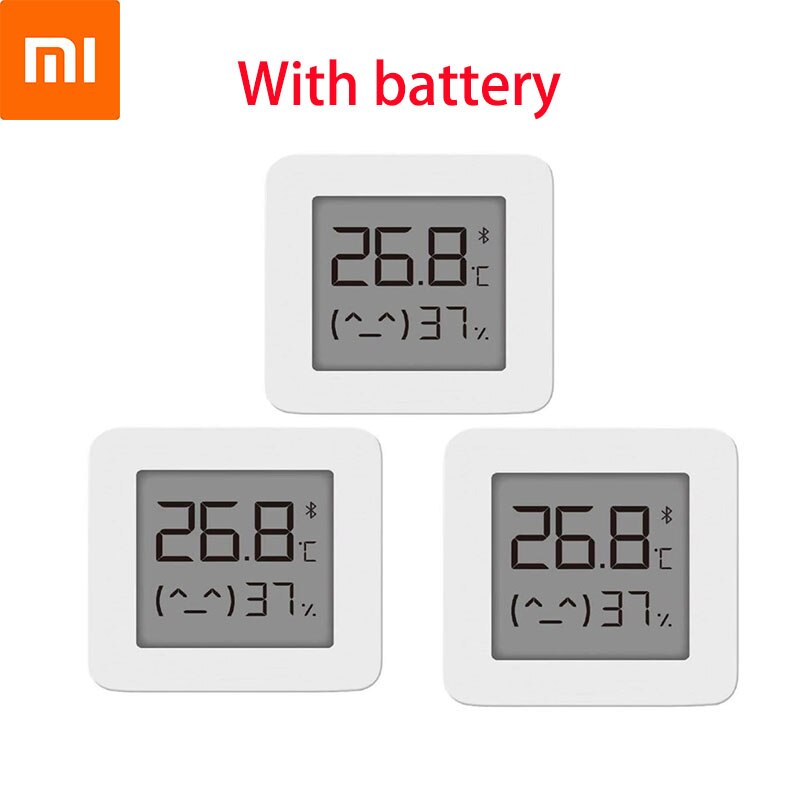 XIAOMI Bluetooth Digital Thermometer 2 LCD Screen Digital Moisture Meter Wireless Smart Temperature Humidity Sensor With Battery: 3 pcs