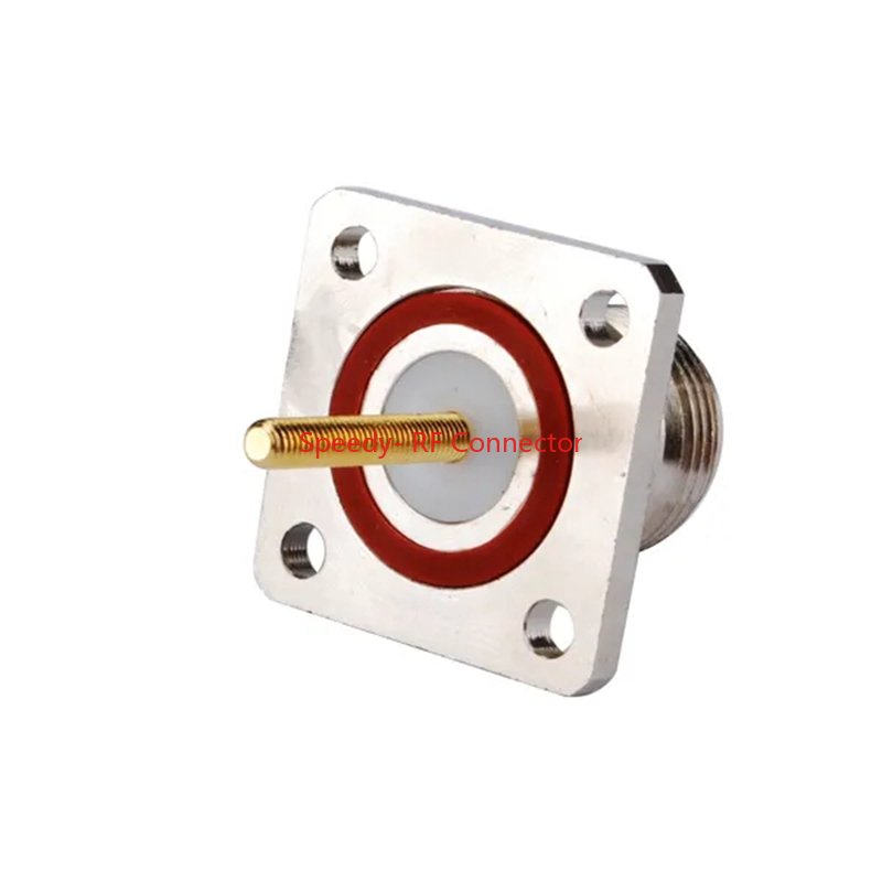 N Type Female Connector L16 N Female Jack Straight Water Proof 4 Hole Flange Panel Mount Solder Connector RF Fast Brass