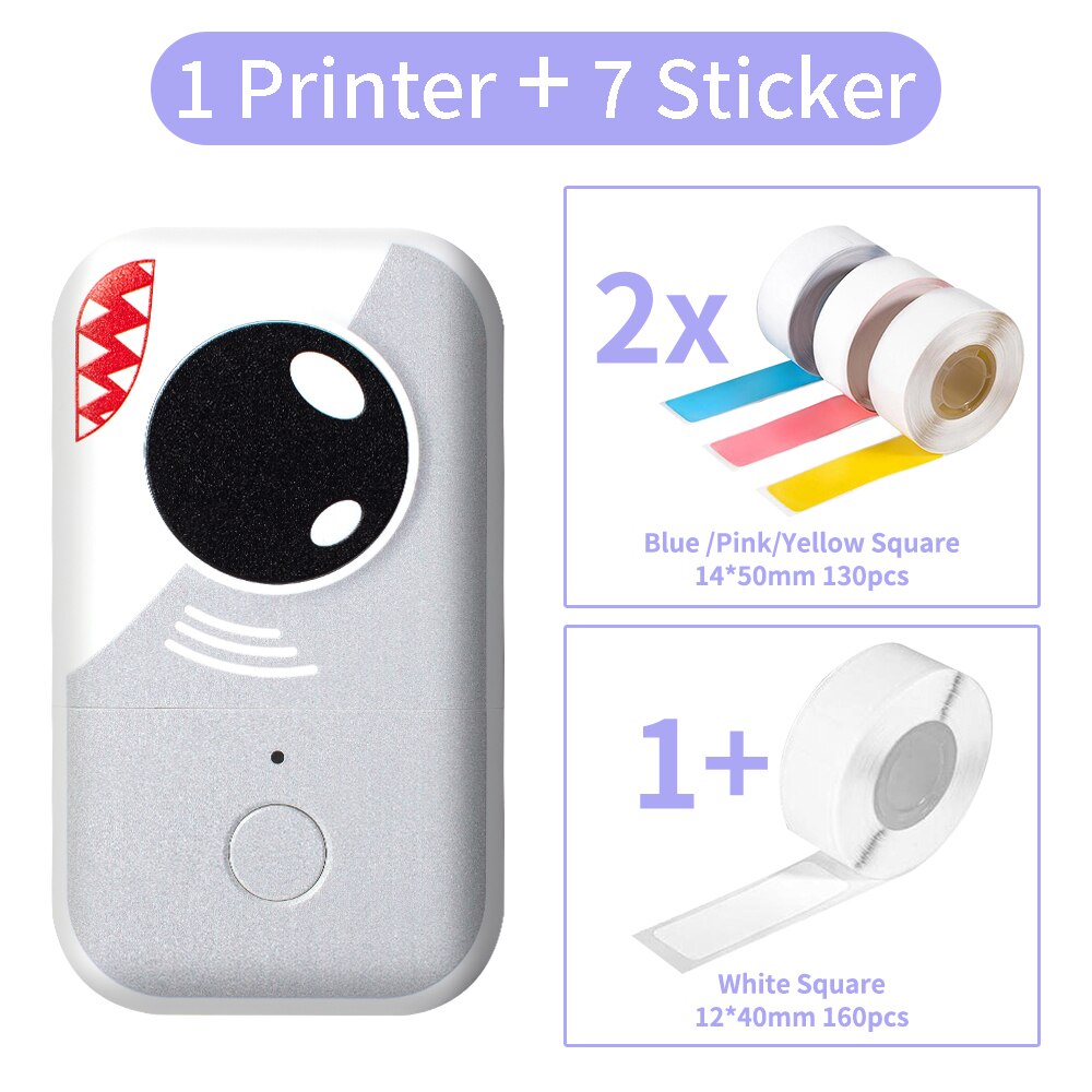 Phomemo Label Maker Sticky Note D30Pro Label Thermal Printer No Ink Home Business Helper Kitchen Sticker Machine: Shark-7 Color Rolls