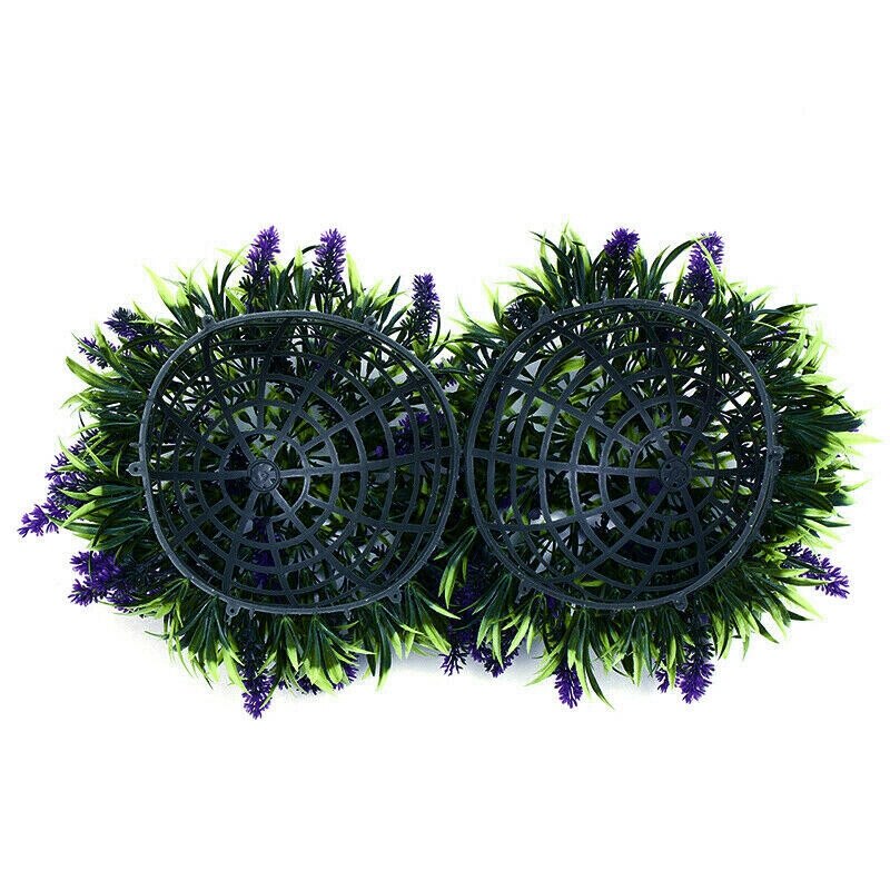 -Artificial Purple Lavender Hanging Topiary Ball Flower Plant Decor Basket Pot 30cm