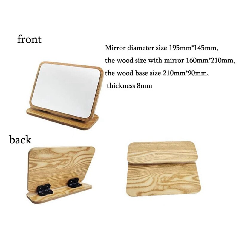 Vanity Mirror Wooden Rustic Surface Countertop Desktop Stand Travel Mirror Foldable Dressing Table Bedroom Adjustable