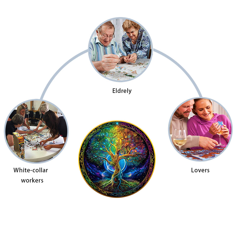 Holzpuzzle Baum des Lebens Geschenkbox Exquisites Unregelmäßiges Tierformpuzzle Weihnachten personalisiertes Senior einzigartiges Famil