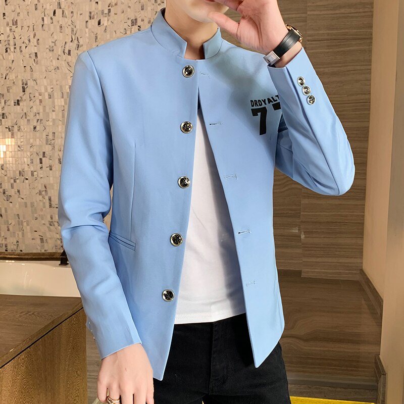 Herfst opstaande kraag heren blazers casual kostuum jas straatkleding sociaal mantelpakje bruiloft zakelijk terno blazer masculino