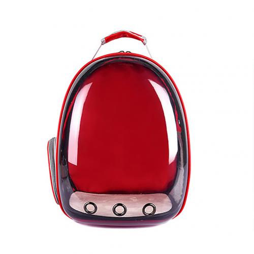Cats Carrier Bag Breathable Transparent Puppy Cat Backpack Cats Box Cage Small Dog Pet Travel Carrier Handbag Space Capsule: Red