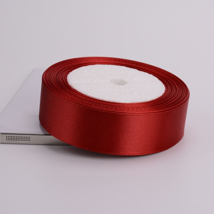 25 Yards 6 Mm-75 Mm Bourgondië Satin Linten Verpakking Materiaal Diy Boog Ambachtelijke Decor Wedding Party Decoratie cadeaupapier Lint: 25mm Burgundy