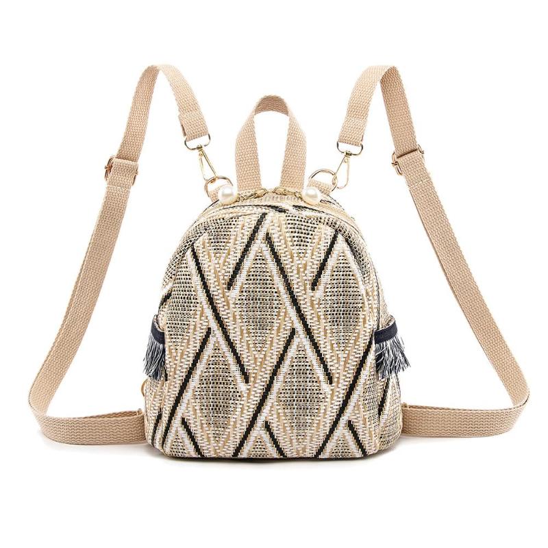 perle paille sac à dos femmes adolescente filles voyage épaule cartables Chic sac à dos femme: e