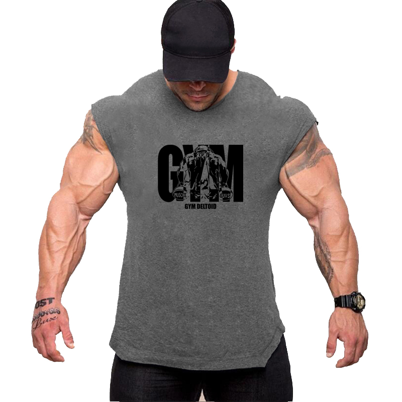 Sommargymmärke för män, bodybuilding och fitness, stringer-linne, sportväst, muskel-ärmlös tröja, träningslinnen