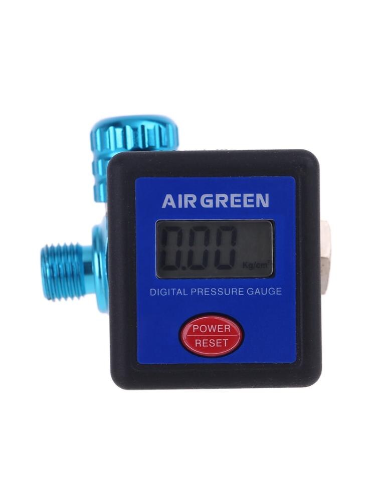 Digital Pressure Regulator Air Gauge with Locking Adjustment Valve for Spray-Gun Paint-Gun PSI BAR Kpa KG/CM2
