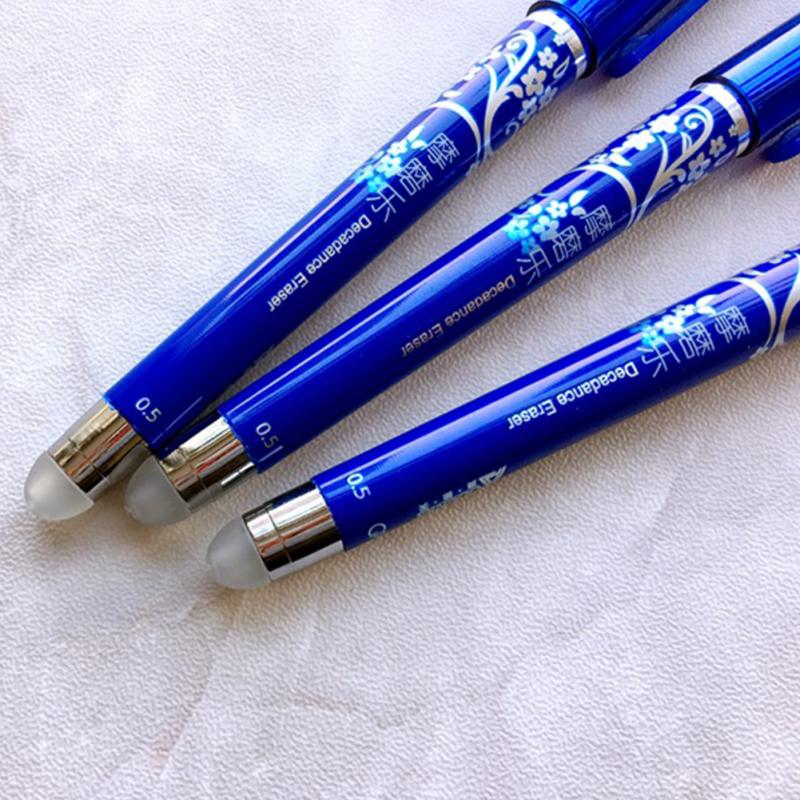 12Pcs Blue Ink Erasable Pen Student Stationery Writing Pen Multifunction Gel Pen 0.5mm Tip Writing Fluently Strong