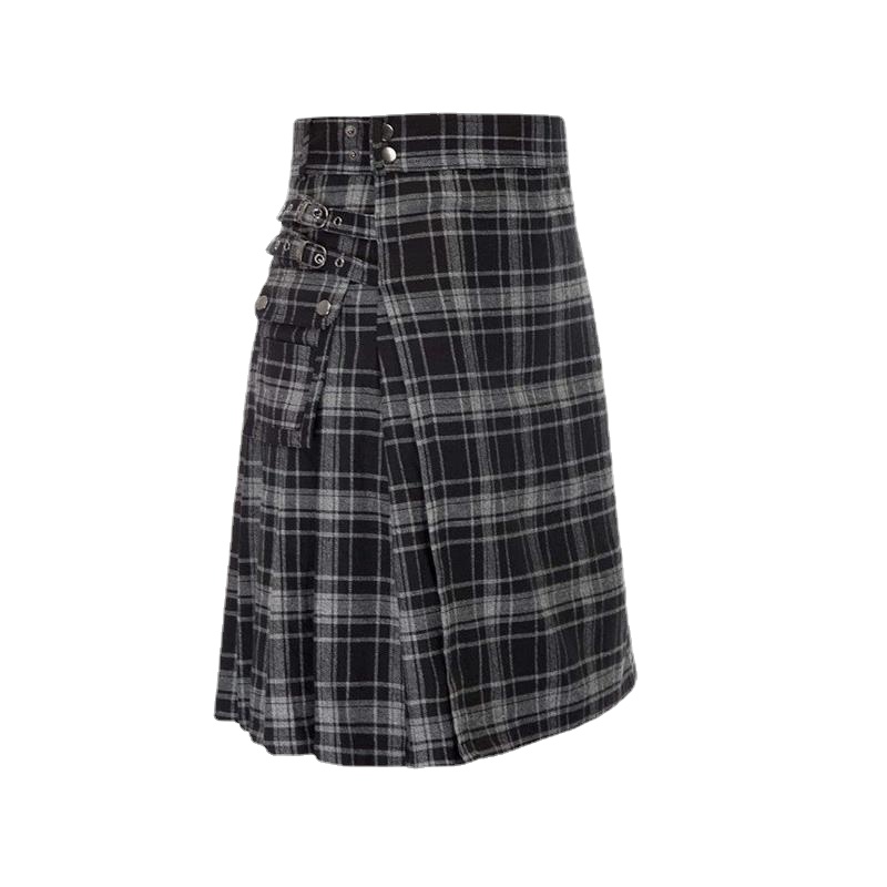 Men's Short Skirt Traditional Highland Tartan Practical Kilt Mens Skirt Vintage Kilt Scotland Gothic Punk Kendo Pocket