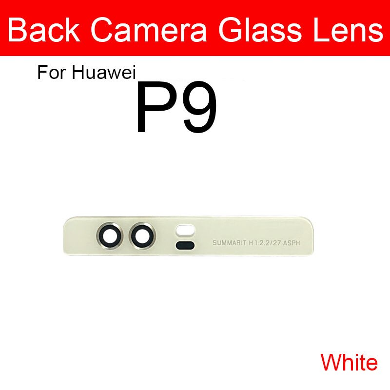 Bagside kamera linse & flash cover til huawei  p8 p9 p10 lite plus bag ydre kamera glas linse + selvklæbende mærkat udskiftning reparation: P9 hvide